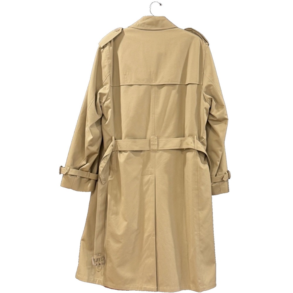 Vintage Oleg Cassini Trench Coat Men 42 L Tan Belted Lined Classic Rain Coat - Picture 3 of 13